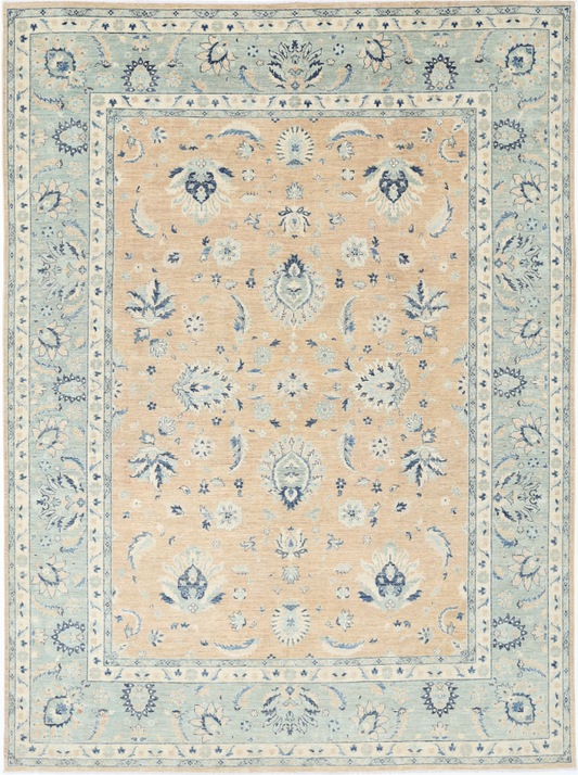 Neutral taupe transitional hand-knotted rug